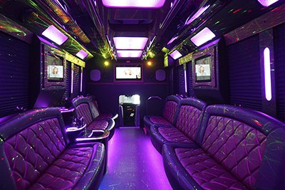 Leather seating on limo bus
